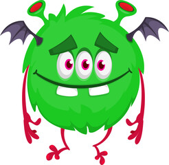 Fototapeta premium Cartoon funny monster illustration. Vector icon. Halloween design