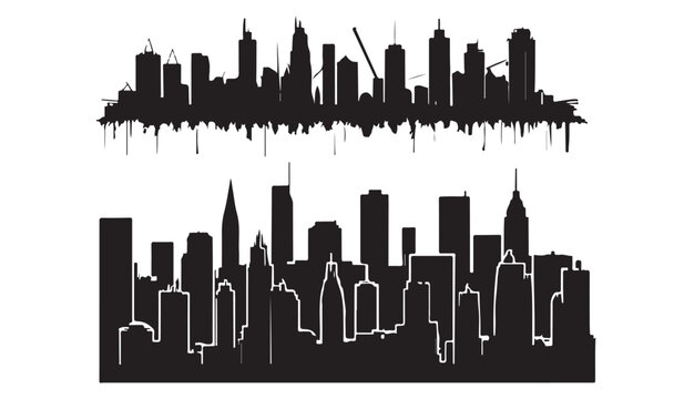 City silhouette vector set. city background. urban border collection.