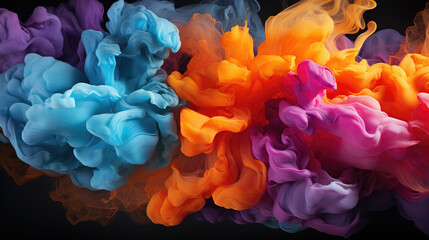 Fototapeta premium Splash of color paint, water or smoke on dark background, abstract pattern