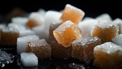 Recreation of refined and brown sugar cubes - obrazy, fototapety, plakaty