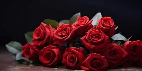 A bouquet of red roses with an empty copy space , bouquet, red roses, empty copy space