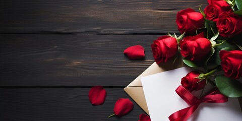 A bouquet of red roses with an empty copy space , bouquet, red roses, empty copy space