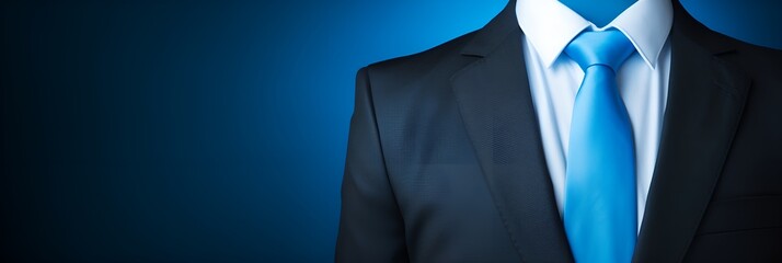A businessman's chest with a blue theme and blank space , businessman's chest, blue theme, blank space