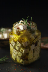 Cottage cheese feta marinated in olive oil	