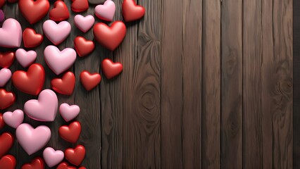 Valentines day background. Light wood background, Valentine day love. 3d render. Generative AI