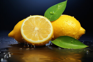 Juicy lemon and leaves