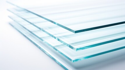 Transparent self cleaning float glass sheets pile. Window material sample