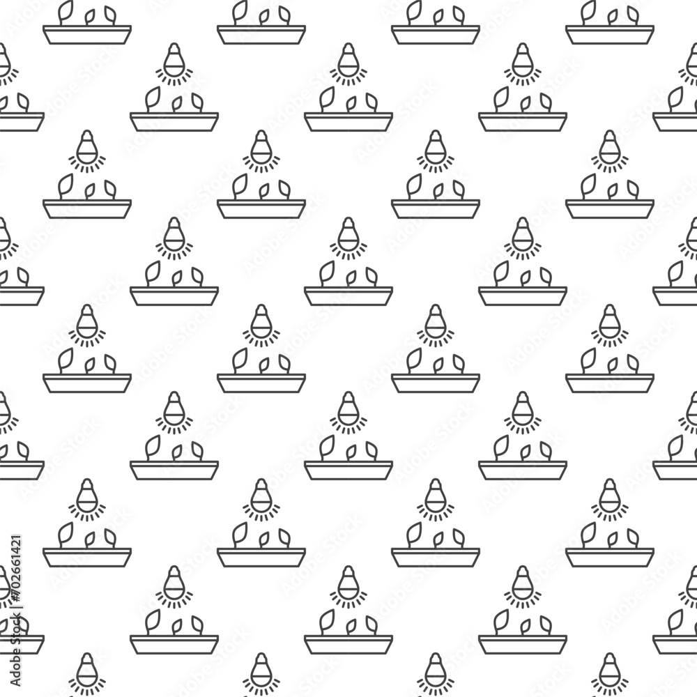 Poster led phyto lamp bulb vector thin line minimal seamless pattern