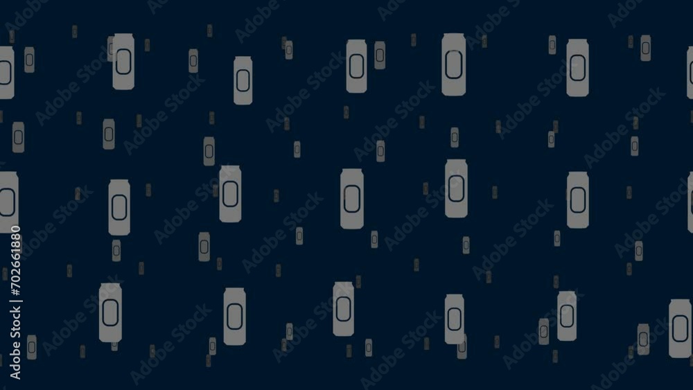 Poster beer can symbols float horizontally from left to right. parallax fly effect. floating symbols are lo