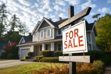 House for sale sign in front of a modern home
