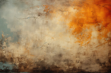 A painting of a sky with orange, blue, and white colors. texture background