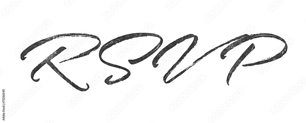 Poster rsvp written in brush script font with marker ink effect isolated on transparent background