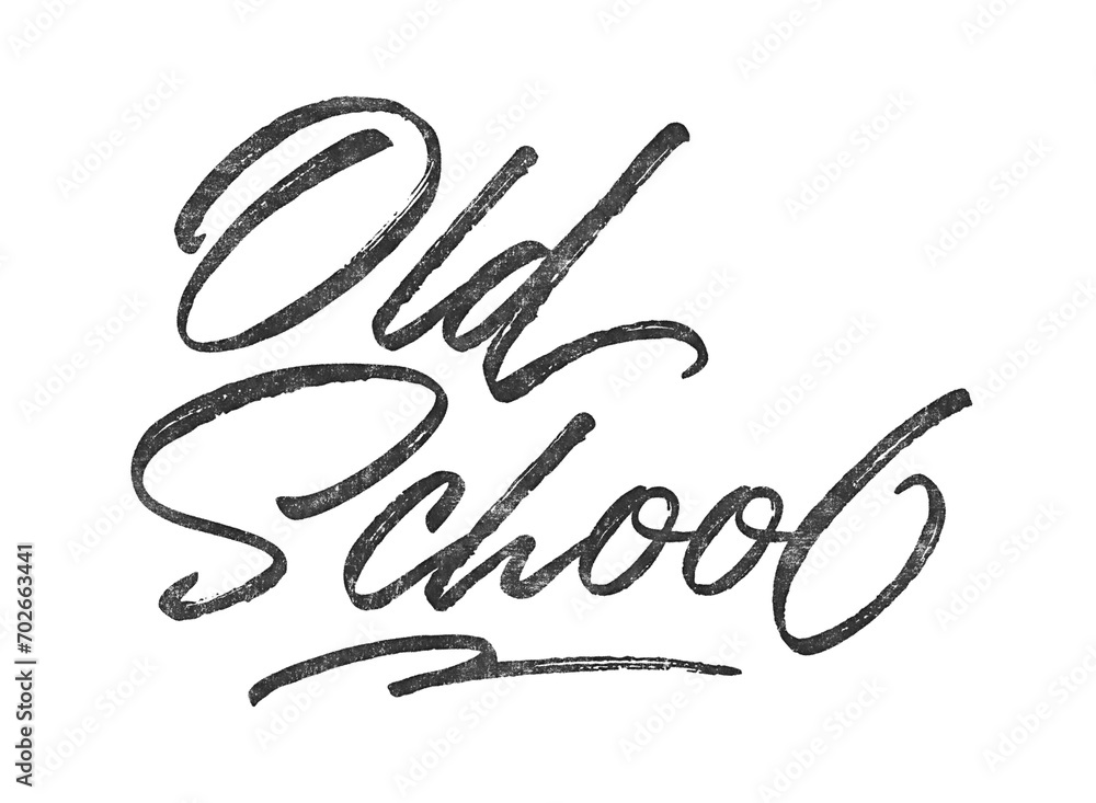 Poster old school written in brush script font with marker ink effect isolated on transparent background