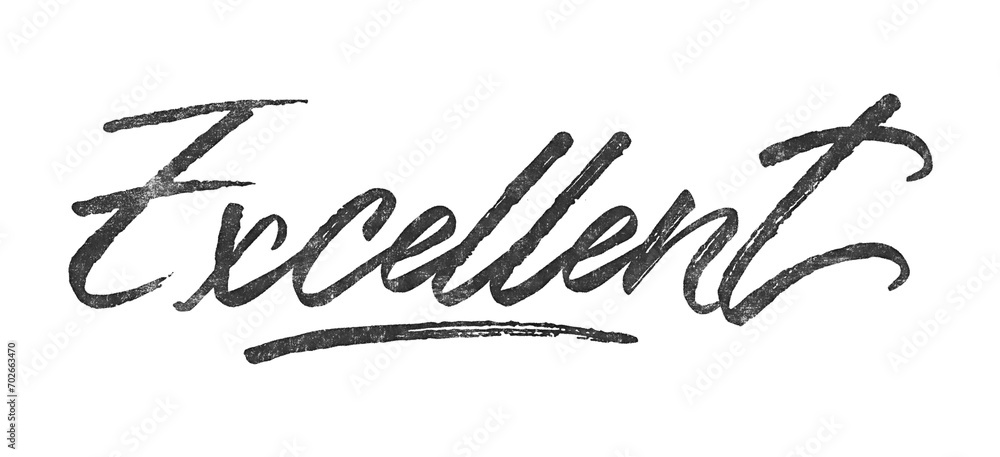 Poster word excellent written in brush script font with marker ink effect isolated on transparent backgroun