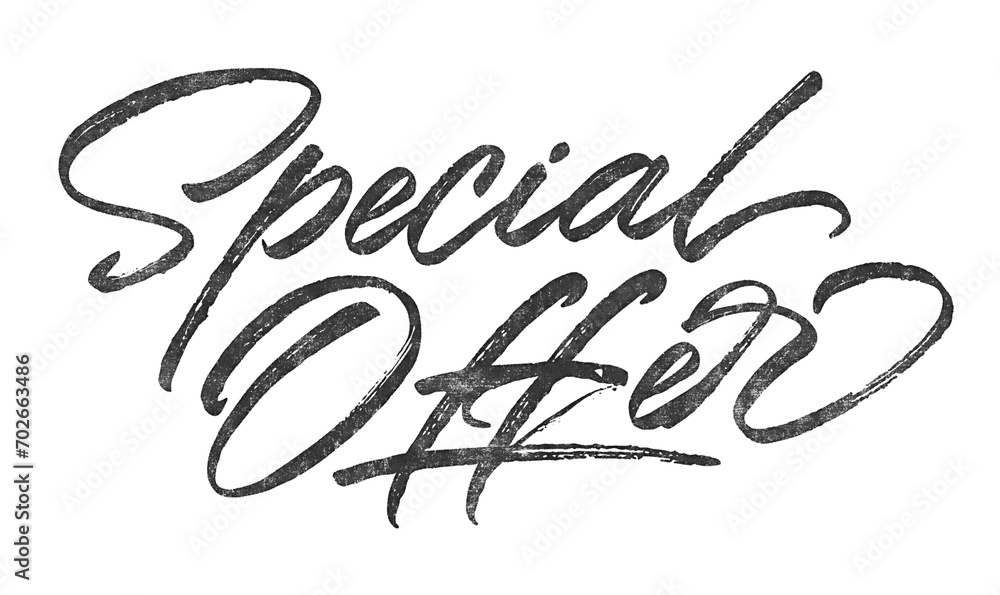 Poster special offer written in brush script font with marker ink effect isolated on transparent background