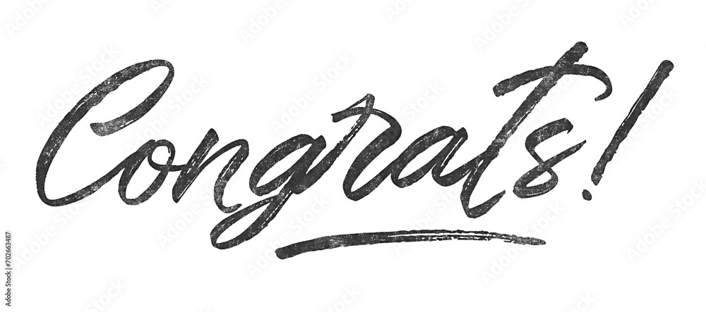 Poster word congrats! written in brush script font with marker ink effect isolated on transparent backgroun