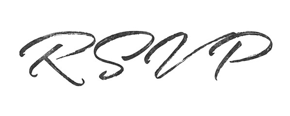 RSVP written in brush script font with marker ink effect isolated on transparent background