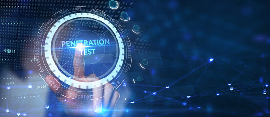 PENETRATION TEST inscription, cyber security concept.
