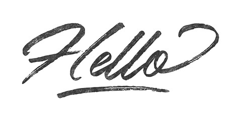 Word Hello written in brush script font with marker ink effect isolated on transparent background