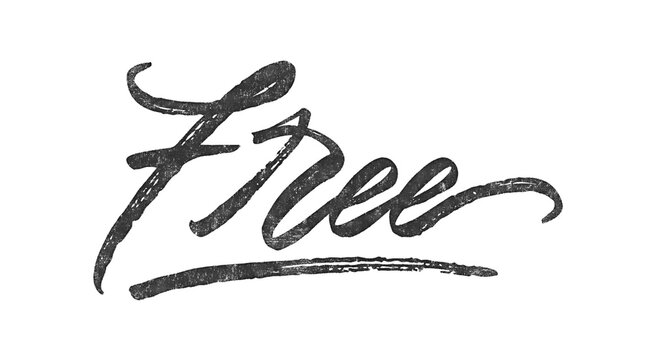 Word Free written in brush script font with marker ink effect isolated on transparent background