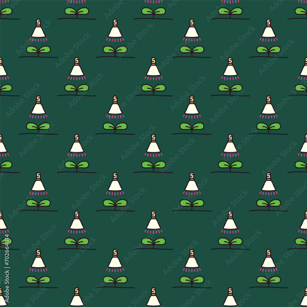 Poster phyto bulb with sprout vector colored seamless pattern
