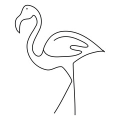 The heron and flamingo single line art drawing vector illustration of continuous Minimalist style