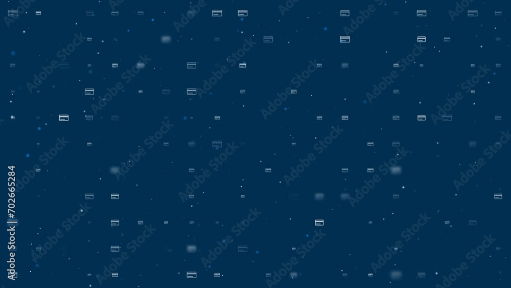 Poster template animation of evenly spaced credit card symbols of different sizes and opacity. animation of