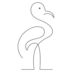 The heron and flamingo single line art drawing vector illustration of continuous Minimalist style