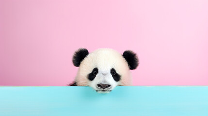 Creative animal concept. Panda Bear peeking