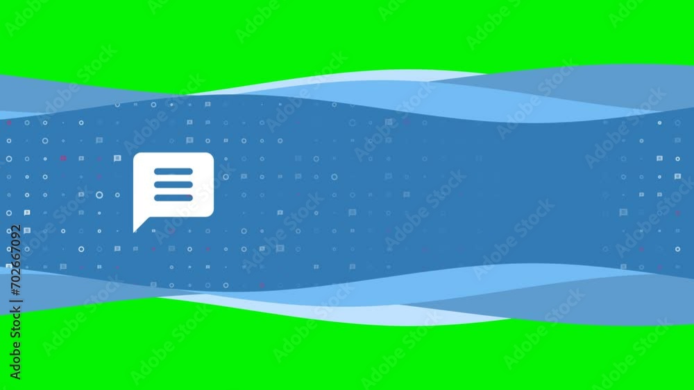 Poster animation of blue banner waves movement with white chat symbol on the left. on the background there 