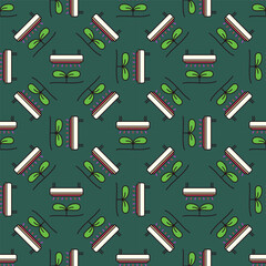 Plant and Big Phytolamp vector Grow Light colored seamless pattern