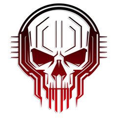 cyber skull circuit board color vector logo symbol