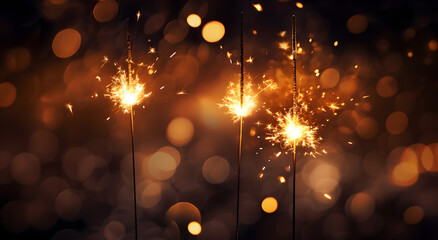 Fototapeta na wymiar Sparkler. Streamers for a Magical New Year's Eve Celebration. Glittering Night Show