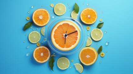 Healthy Countdown Clock. Fruits, Vegetables, and Alarm