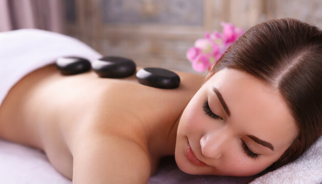 Well-being with hot stones and massage