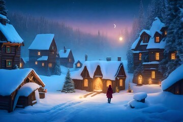 Write a short story about a paper winter village artist who creates intricate paper cutout scenes for the holidays - obrazy, fototapety, plakaty