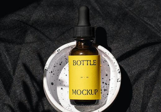 Cosmetic Mini Bottle with Label Mockup