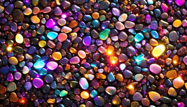 fullframe of colorful pebble on dark background