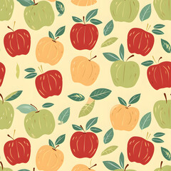 Red Green Apples Seamless Pattern