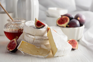 Camembert cheese with figs and honey.