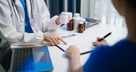 Doctors explain the use of medication to patients. healthcare and medical concept. .