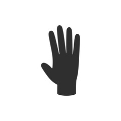 Vector illustration of black silhouette hand in flat style, suitable for symbolizing gesture, help, communication or guidance.