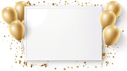 Celebration party Banner decoration with gold color balloon background. Rich Grand Opening Card. frame template. Used for templates or backgrounds, banners.