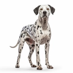 Dalmatian Full body facing forward clear white background,generated with AI. - obrazy, fototapety, plakaty
