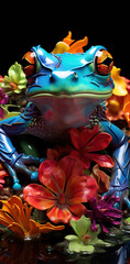 Frogs of various colors, generative ai