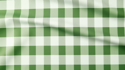 Green and white background, Green gingham fabric texture, Green and white plaid textured fabric background, Ai generated image