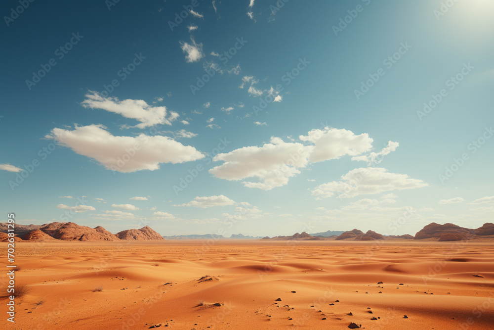 Poster minimalist depiction of a desert horizon, capturing the vastness and simplicity of arid landscapes i