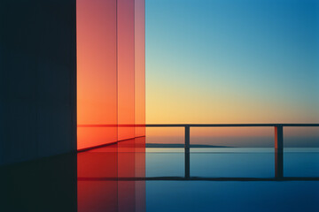 Abstract representation of a sunrise with linear elements, portraying the beauty of dawn in a minimalist style.