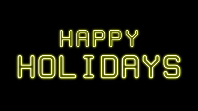 Happy holidays animation with echo text effect in yellow neon color and black background. Suitable for holiday-themed designs, greeting cards, social media posts, and festive marketing materials.