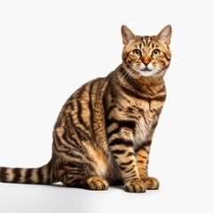 Tiger cat isolated on white background